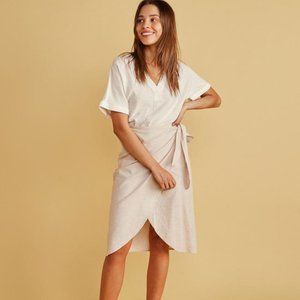 Marine Layer | Wrap Midi Skirt in Khaki